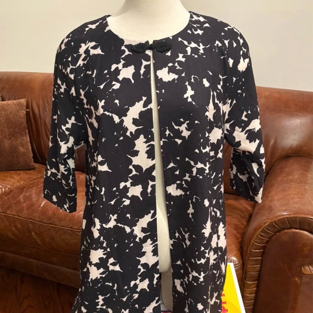 Pink Martini Black and Light Pink Floral 3/4 Cardigan